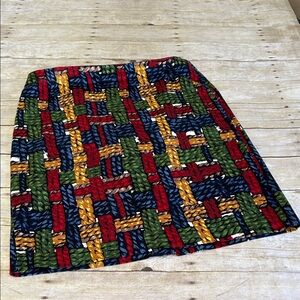Talbots Multicolor Woven-Print Pencil Skirt in Red, Green, Navy & Gold